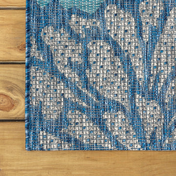 Zinnia Modern Floral Textured Weave Indoor/outdoor Runner Rug